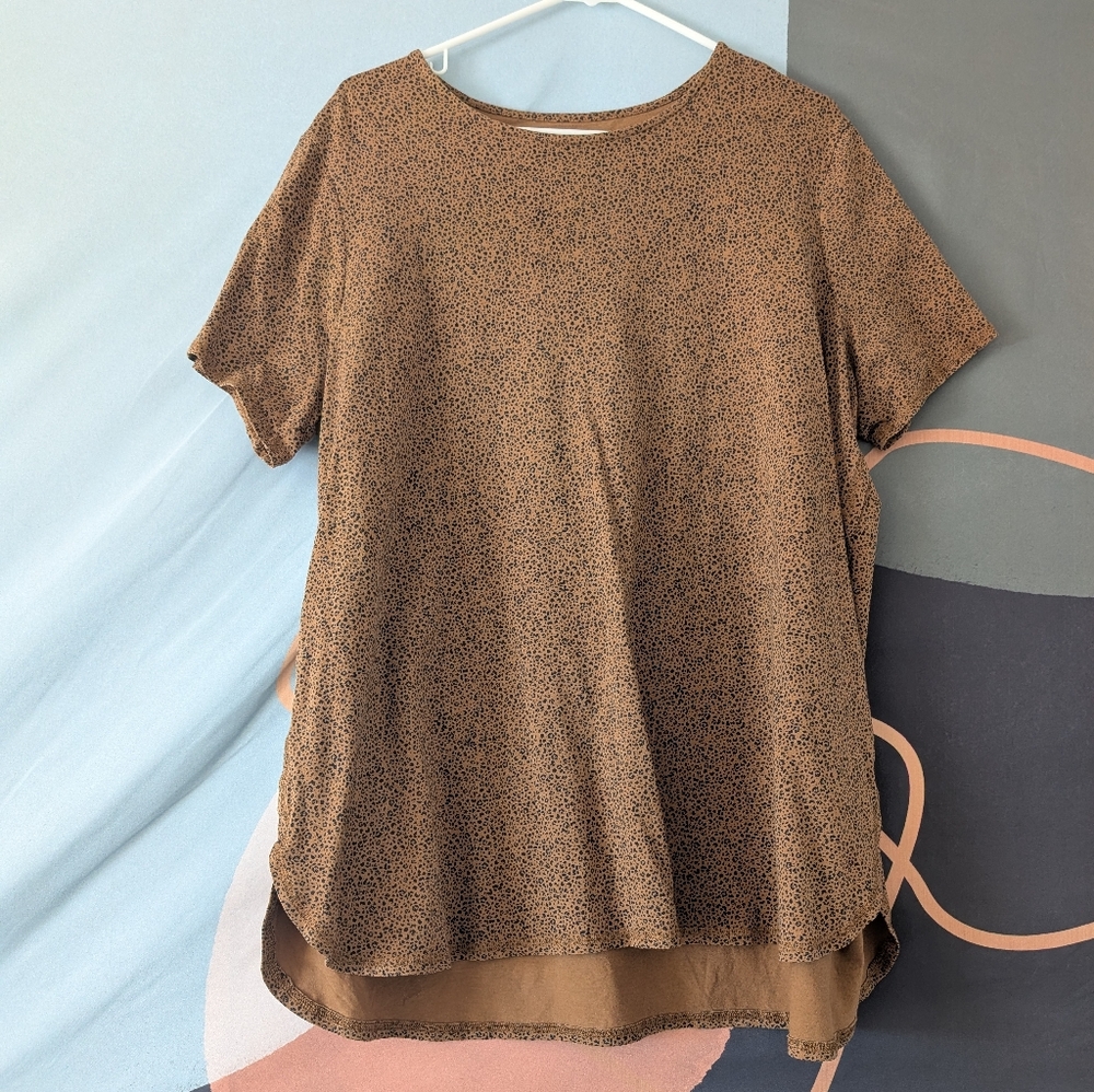 J. Jill XL TALL Leopard Print Fit Shirttail Tee Shirt Pima Cotton